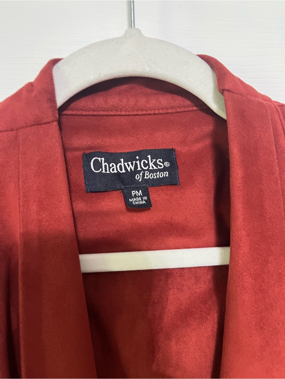 Chadwicks Women's Rust Draped Open Front Faux Suede Moto Jacket Petite Medium - Picture 2 of 6